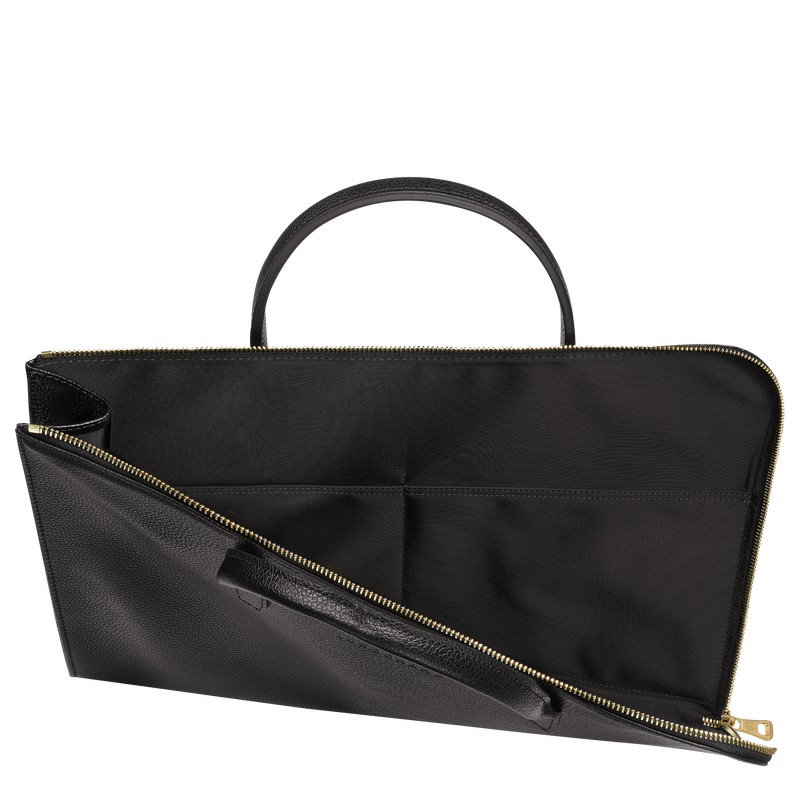 Longchamp Le Foulonné S Briefcase - Leather Siyah | 1904-GHZOU