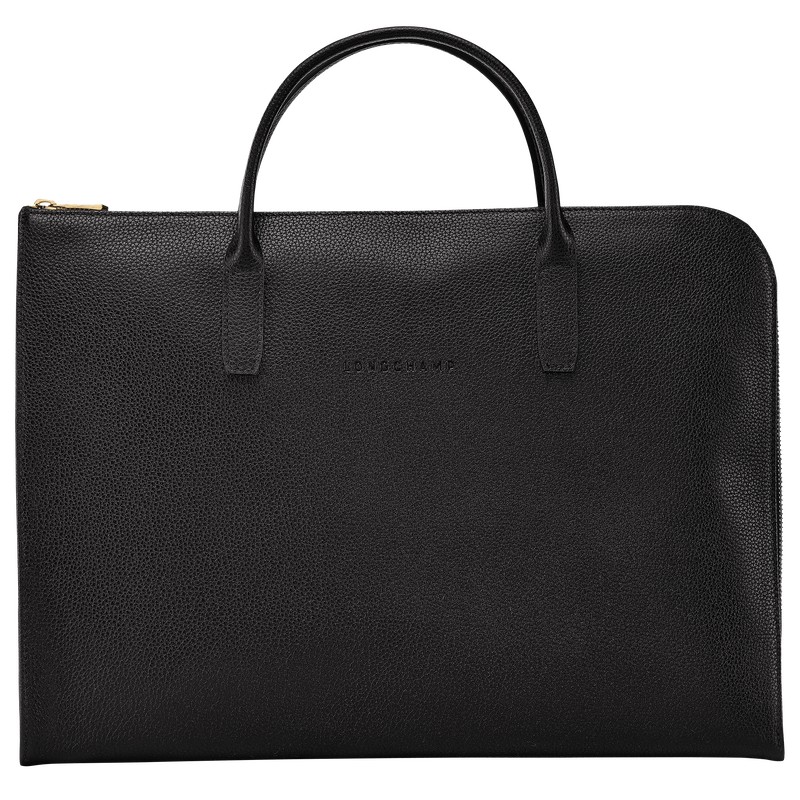 Longchamp Le Foulonné S Briefcase - Leather Siyah | 1904-GHZOU