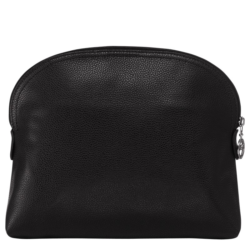 Longchamp Le Foulonné Toiletry case - Leather Siyah | 3941-HYGXW