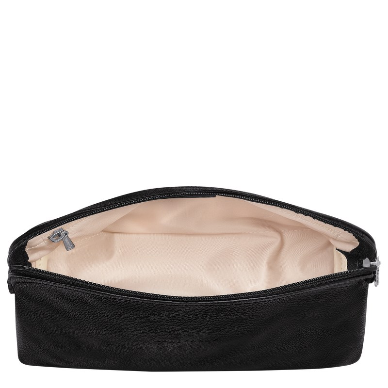 Longchamp Le Foulonné Toiletry case - Leather Siyah | 3941-HYGXW