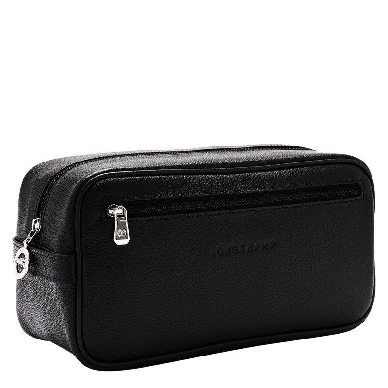 Longchamp Le Foulonné Toiletry case - Leather Siyah | 3205-TYLJD