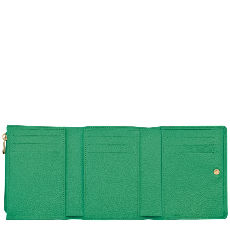 Longchamp Le Foulonné Wallet - Leather Yeşil | 8406-RUWJO