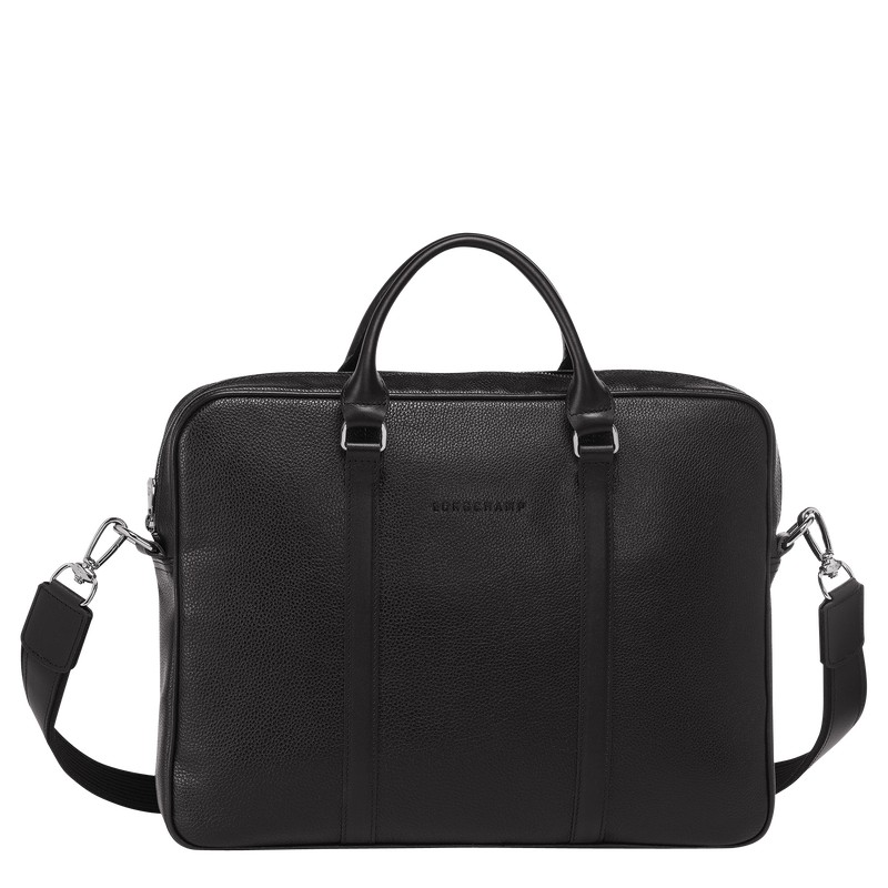 Longchamp Le Foulonné XS Briefcase - Leather Siyah | 4653-FMXDK