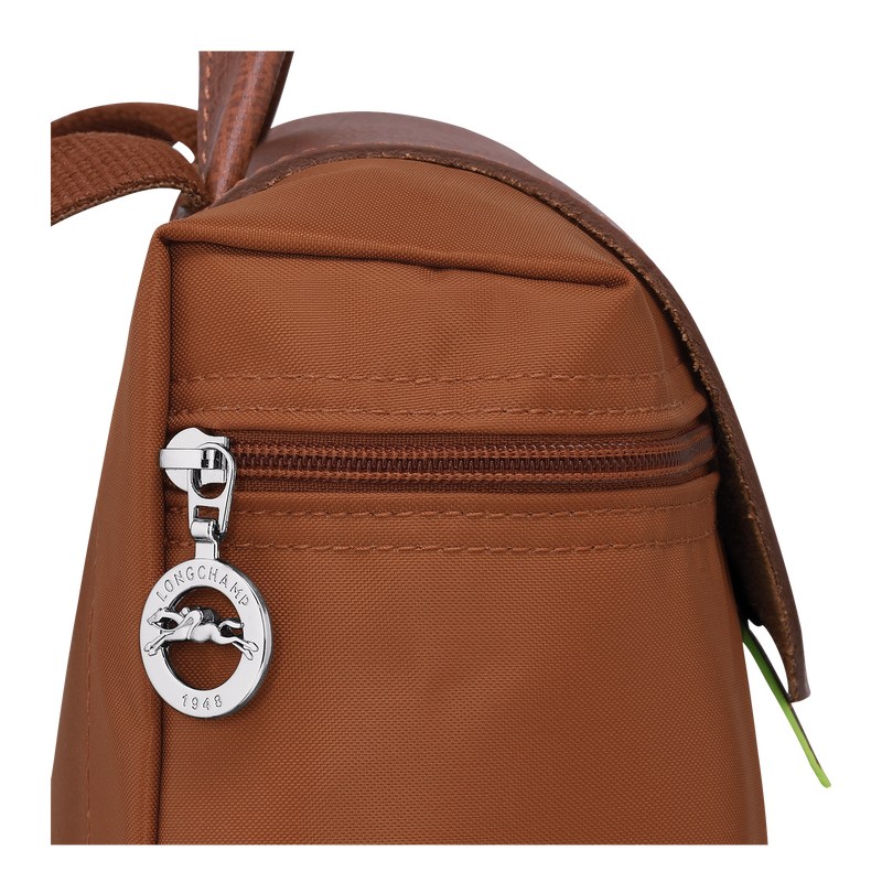 Longchamp Le Pliage Green M Backpack - Recycled canvas Cognac | 9508-KSBZE