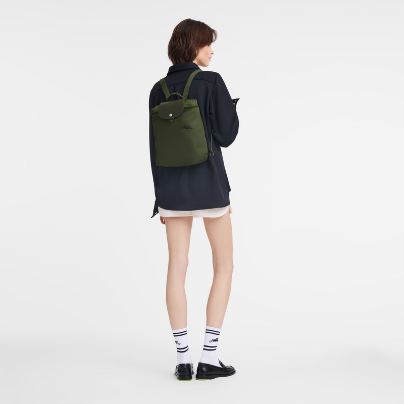 Longchamp Le Pliage Green M Backpack - Recycled canvas Forest | 9351-XIELF