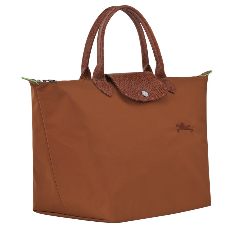 Longchamp Le Pliage Green M Handbag - Recycled canvas Cognac | 1237-DVXJZ