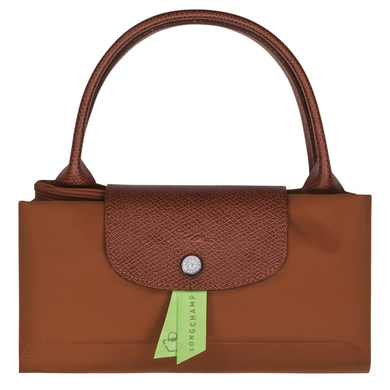 Longchamp Le Pliage Green M Handbag - Recycled canvas Cognac | 1237-DVXJZ