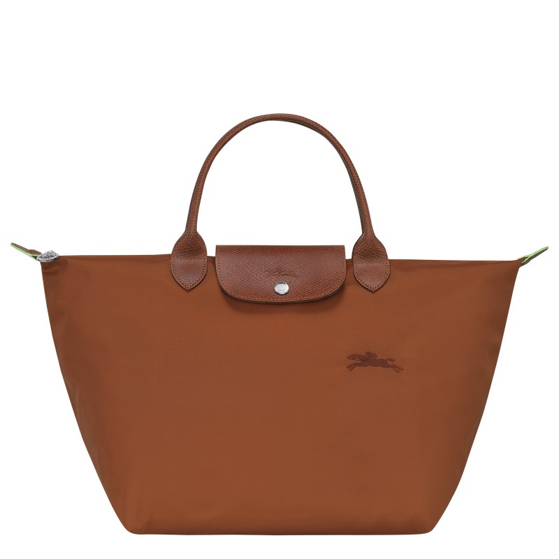 Longchamp Le Pliage Green M Handbag - Recycled canvas Cognac | 1237-DVXJZ