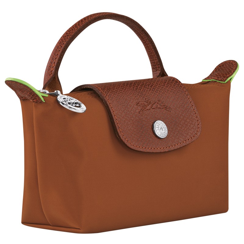 Longchamp Le Pliage Green Pouch with handle - Recycled canvas Cognac | 4298-OGCBD