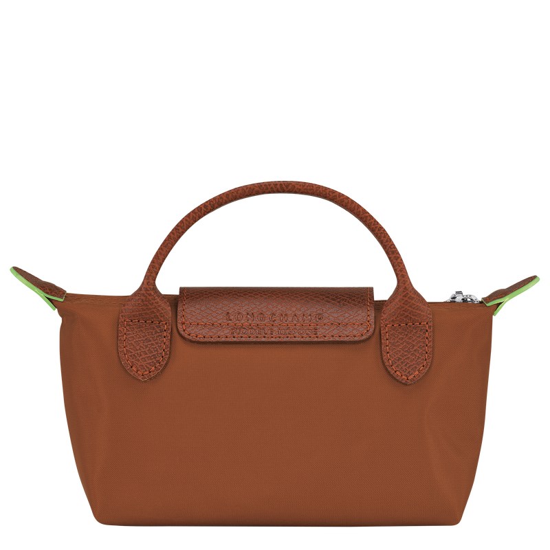 Longchamp Le Pliage Green Pouch with handle - Recycled canvas Cognac | 4298-OGCBD