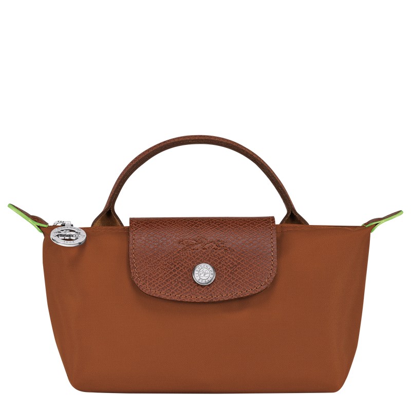 Longchamp Le Pliage Green Pouch with handle - Recycled canvas Cognac | 4298-OGCBD