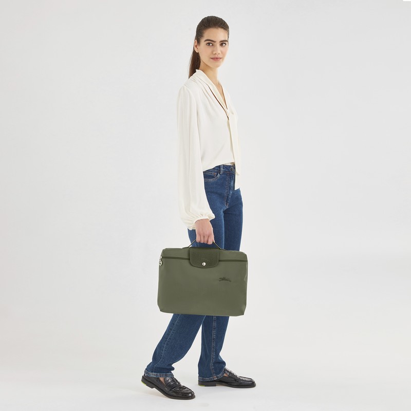 Longchamp Le Pliage Green S Briefcase - Recycled canvas Forest | 5917-UIBXC