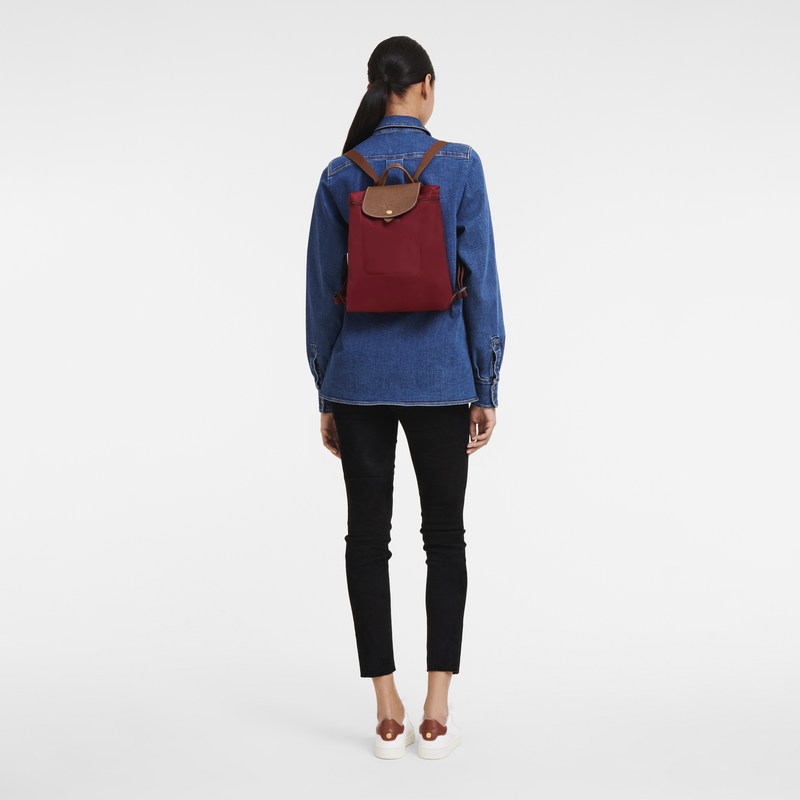 Longchamp Le Pliage Original M Backpack - Recycled canvas Kırmızı | 8120-CJSLZ