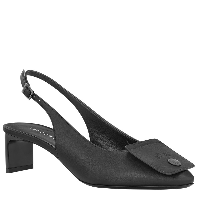 Longchamp Le Pliage Xtra Slingback pumps - Leather Siyah | 5379-YJKAH