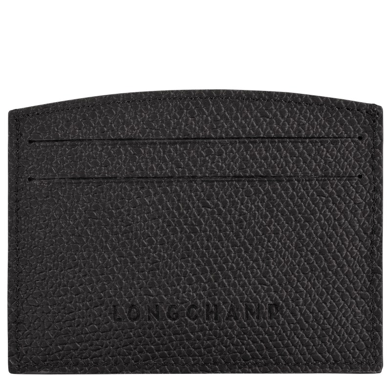 Longchamp Le Roseau Card holder - Leather Siyah | 9721-VFQLK