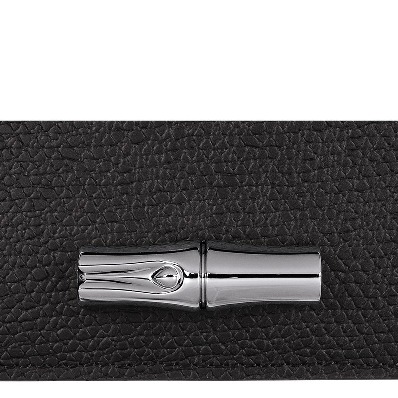 Longchamp Le Roseau Card holder - Leather Siyah | 9721-VFQLK