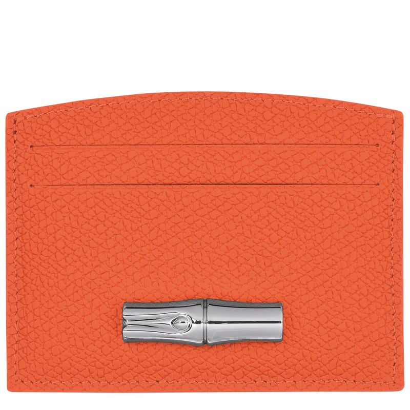 Longchamp Le Roseau Card holder - Leather Turuncu | 9302-YFMXH