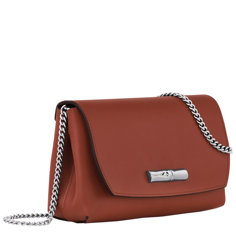 Longchamp Le Roseau Clutch - Leather Mahogany | 7504-ZBKPY