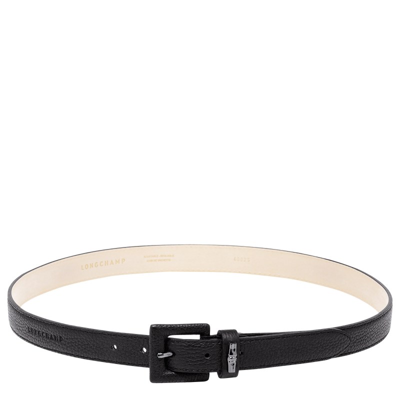 Longchamp Le Roseau Essential Ladies\' belt - Leather Siyah | 5061-AKUDT