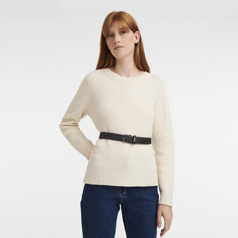 Longchamp Le Roseau Essential Ladies' belt - Leather Siyah | 7018-AKLBX