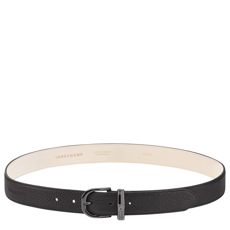 Longchamp Le Roseau Essential Ladies\' belt - Leather Siyah | 7018-AKLBX