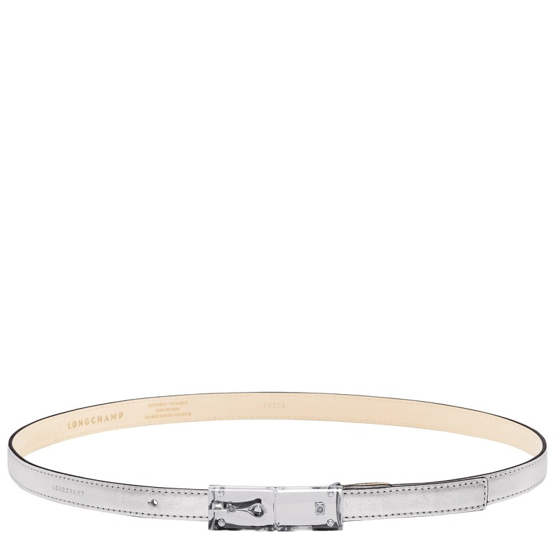 Longchamp Le Roseau Essential Ladies\' belt - Leather Gümüş | 7542-YNBOL