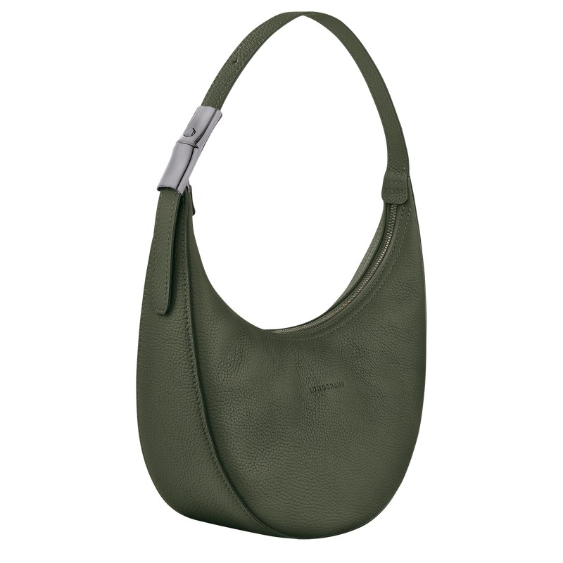 Longchamp Le Roseau Essential M Hobo bag - Leather Haki | 6245-FGWZH