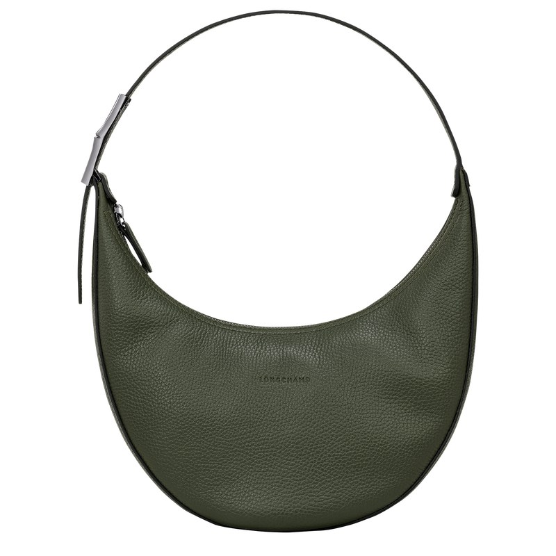 Longchamp Le Roseau Essential M Hobo bag - Leather Haki | 6245-FGWZH