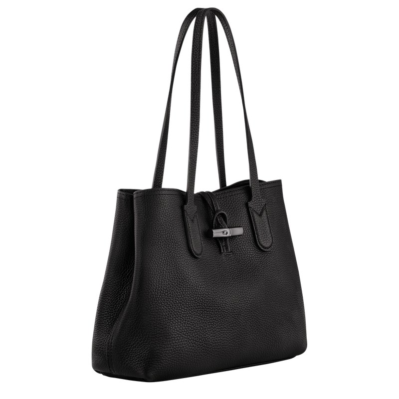 Longchamp Le Roseau Essential M Tote bag - Leather Siyah | 8329-RVSDB