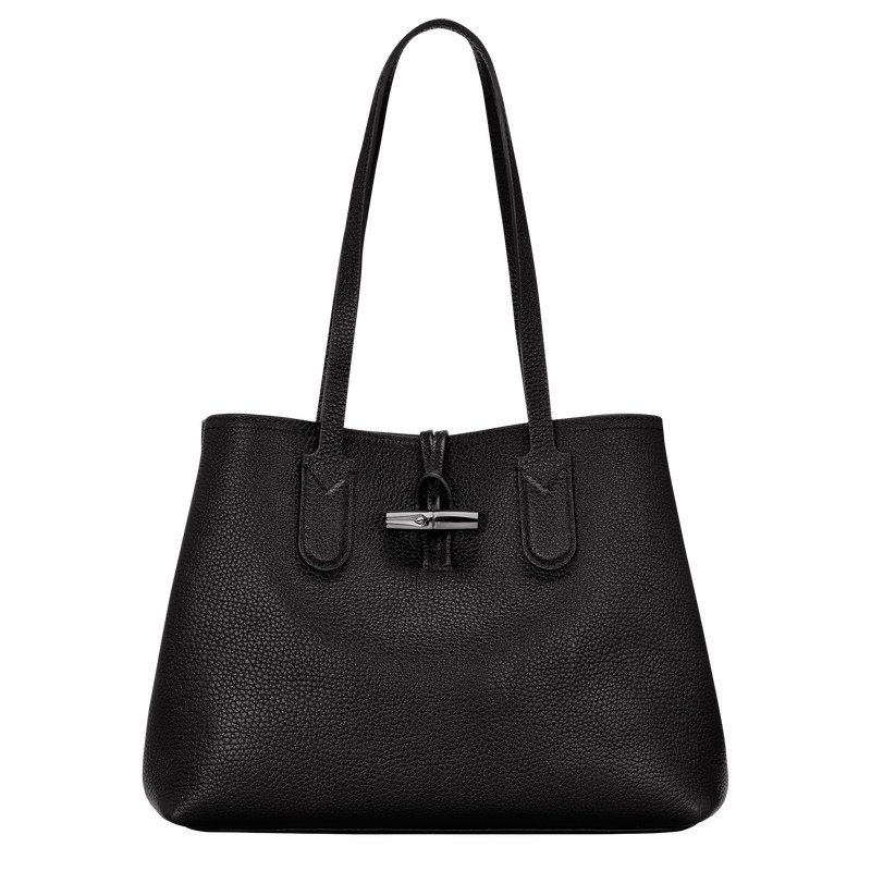 Longchamp Le Roseau Essential M Tote bag - Leather Siyah | 8329-RVSDB