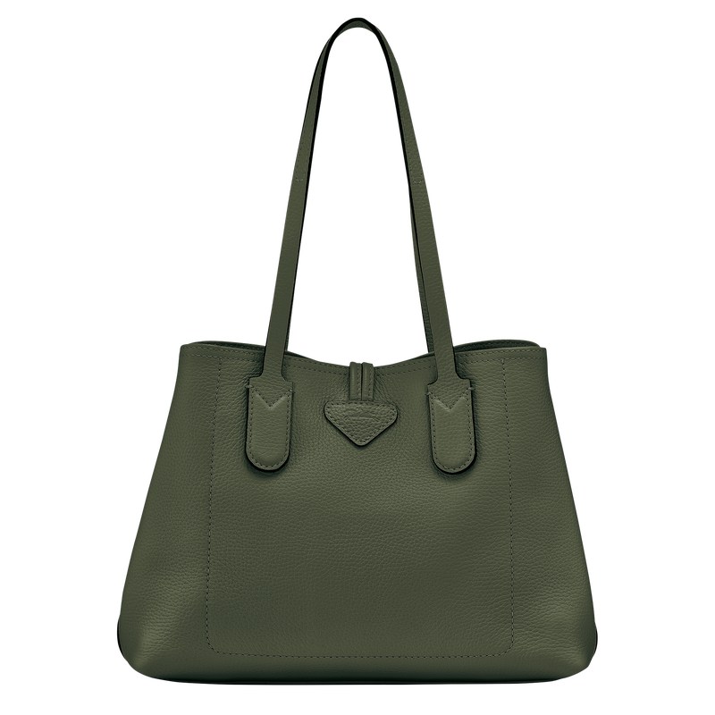 Longchamp Le Roseau Essential M Tote bag - Leather Haki | 6301-FUCMP