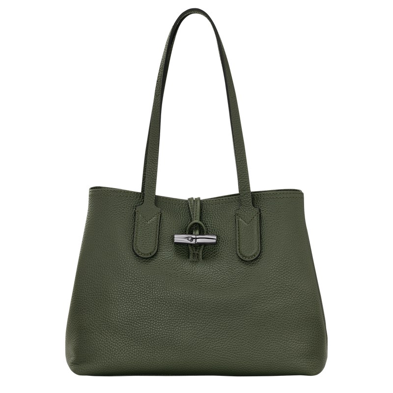 Longchamp Le Roseau Essential M Tote bag - Leather Haki | 6301-FUCMP