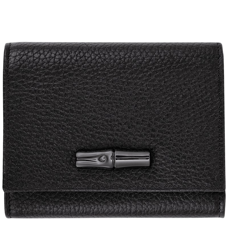 Longchamp Le Roseau Essential Wallet - Leather Siyah | 9768-RZGWY