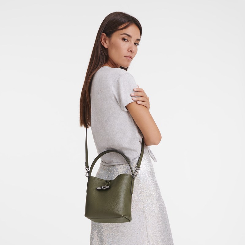 Longchamp Le Roseau Essential XS Bucket bag - Leather Haki | 7413-UXOTM