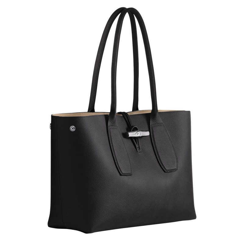 Longchamp Le Roseau L Tote bag - Leather Siyah | 0613-LZCSH