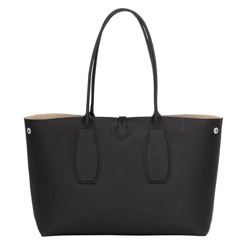 Longchamp Le Roseau L Tote bag - Leather Siyah | 0613-LZCSH