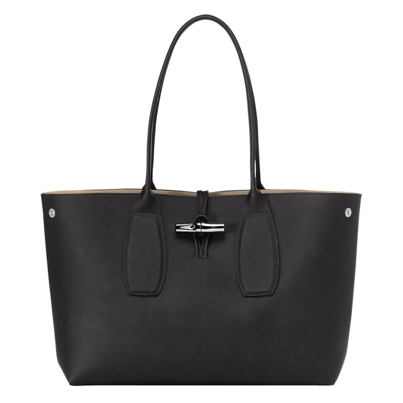 Longchamp Le Roseau L Tote bag - Leather Siyah | 0613-LZCSH