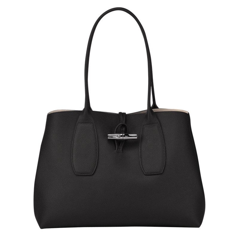 Longchamp Le Roseau L Tote bag - Leather Siyah | 0613-LZCSH