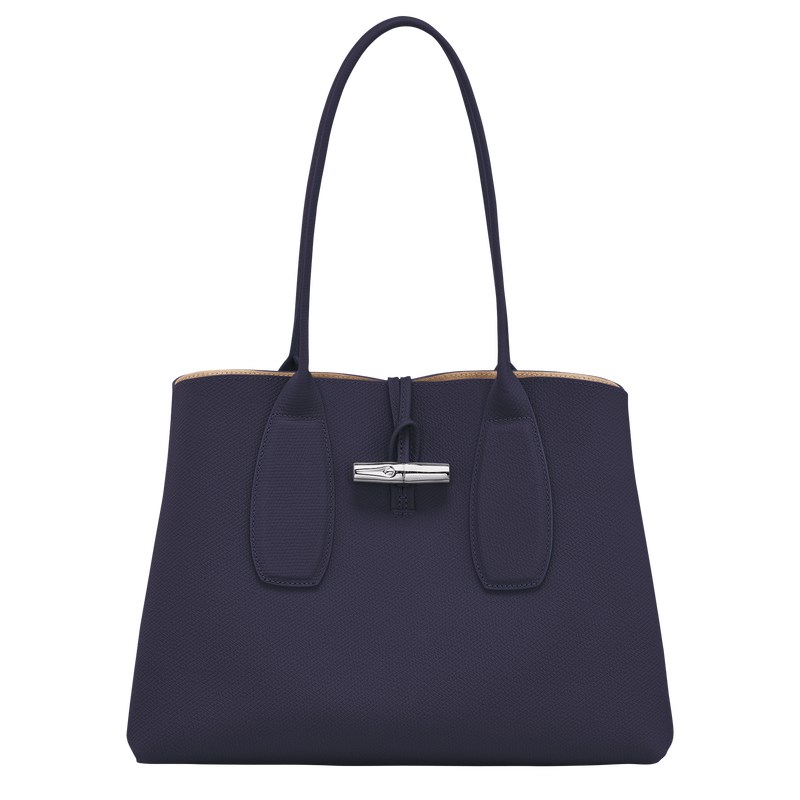 Longchamp Le Roseau L Tote bag - Leather Bilberry | 6937-RCFES