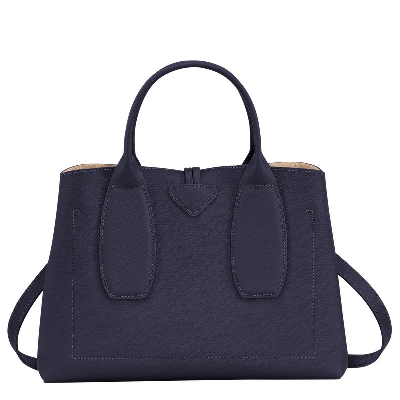 Longchamp Le Roseau M Handbag - Leather Bilberry | 8412-LUOMZ