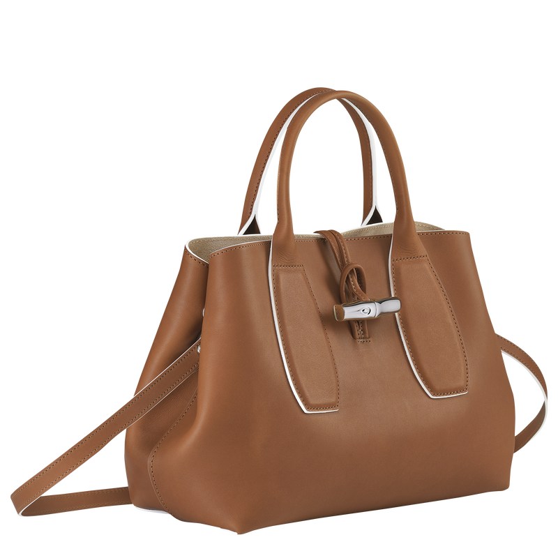 Longchamp Le Roseau M Handbag - Leather Cognac | 0156-CVSJM