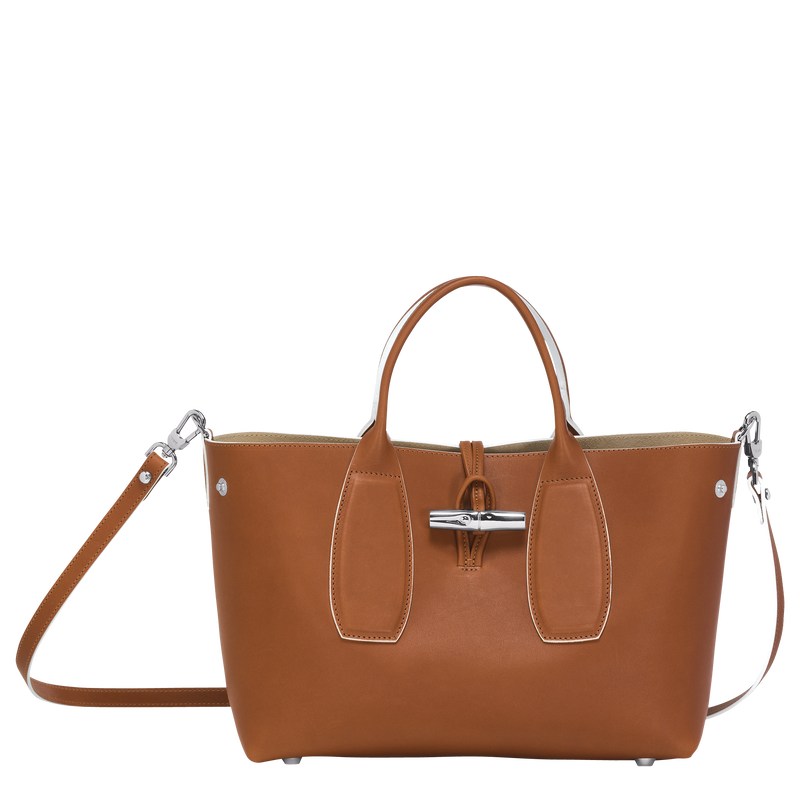 Longchamp Le Roseau M Handbag - Leather Cognac | 0156-CVSJM