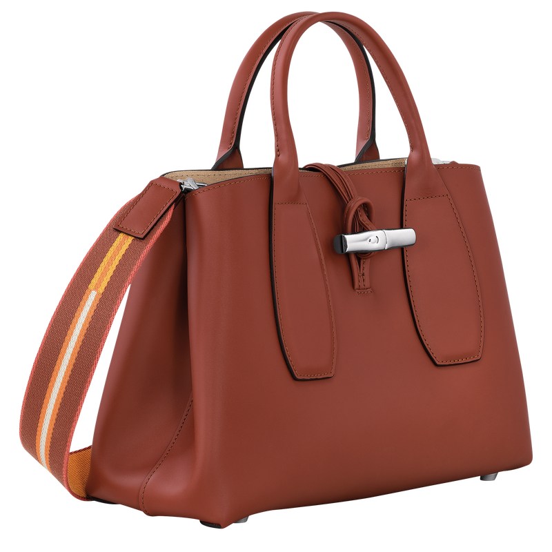 Longchamp Le Roseau M Handbag - Leather Mahogany | 2346-ZOCKW