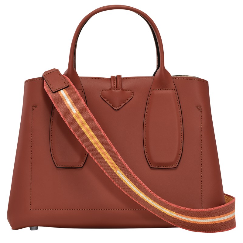 Longchamp Le Roseau M Handbag - Leather Mahogany | 2346-ZOCKW