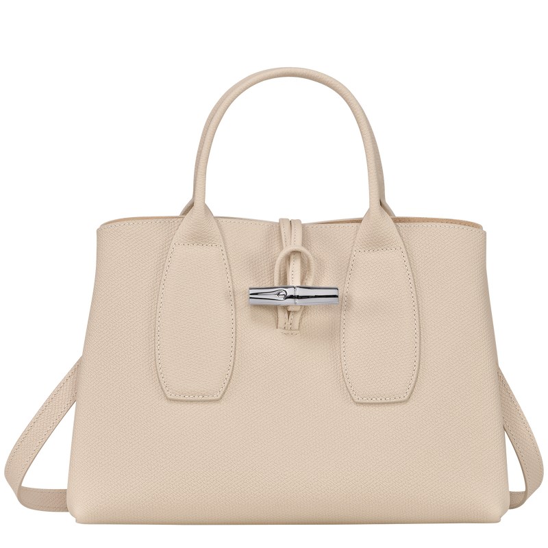 Longchamp Le Roseau M Handbag - Leather Paper | 6038-POXIG