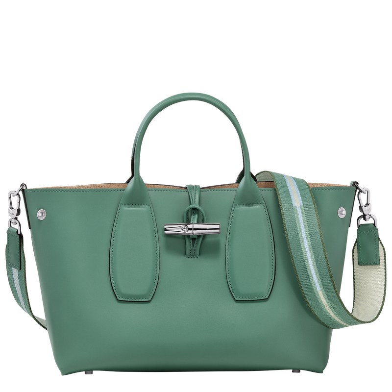 Longchamp Le Roseau M Handbag - Leather Sage | 5409-FBOZP