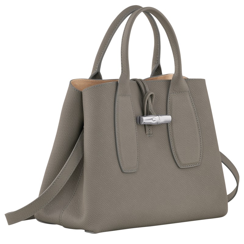 Longchamp Le Roseau M Handbag - Leather Turtledove | 5749-GQLVS