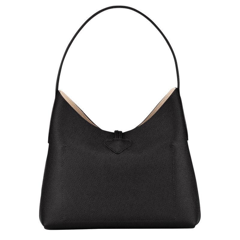 Longchamp Le Roseau M Hobo bag - Leather Siyah | 3259-RWKUH