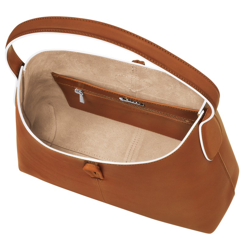 Longchamp Le Roseau M Hobo bag - Leather Cognac | 7285-MWOZN