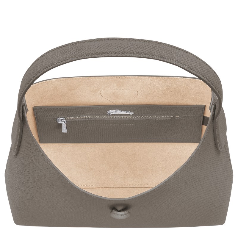 Longchamp Le Roseau M Hobo bag - Leather Turtledove | 0567-IZLBX